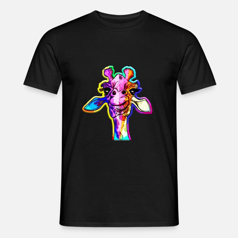 Regenbogen Giraffe Punk Giraffe Rainbow - Männer T-Shirt - Schwarz