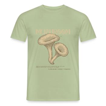Champignons parmi nous – Été vintage aux champigno - T-shirt homme - vert sauge - Devant - AI Model Male 178 light (178cm)