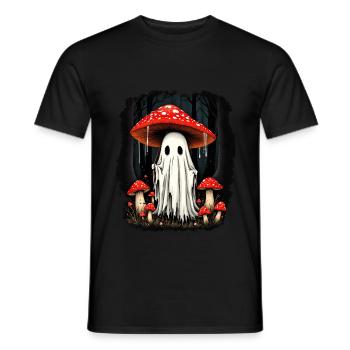 Cottagecore Aesthetic Ghost Mushroom - Men's T-Shirt - black - Front - AI Model Male 178 light (178cm)