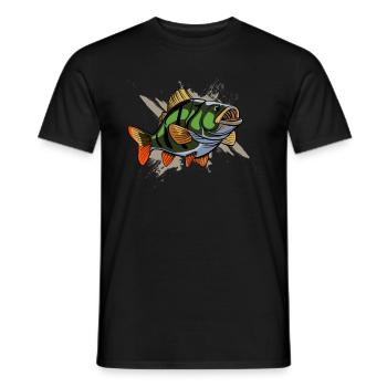 Angler T-shirt - Perch - Predator Fishing - Men's T-Shirt - black - Front - AI Model Male 178 light (178cm)