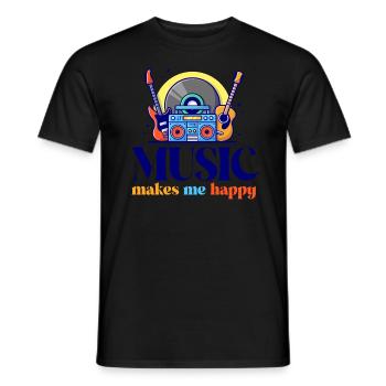 Music makes me happy Music Gift - Men's T-Shirt - black - Front - AI Model Male 178 light (178cm)
