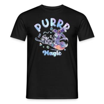 Halloween Purr Magic Funny Graphic - Men's T-Shirt - black - Front - AI Model Male 178 light (178cm)