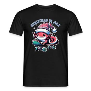 Kunst Weihnachten im Juli Axolotl auf Skateboard - Männer T-Shirt - Schwarz - Vorne - AI Model Male 178 light (178cm)