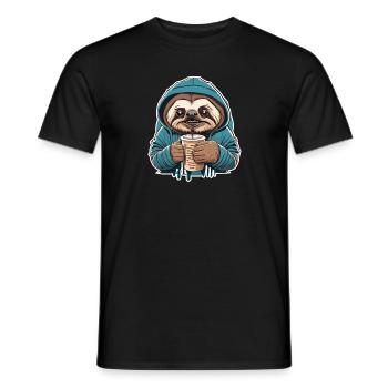 Sloth Coffee Morning Grouch Sloth - Men's T-Shirt - black - Front - AI Model Male 178 light (178cm)