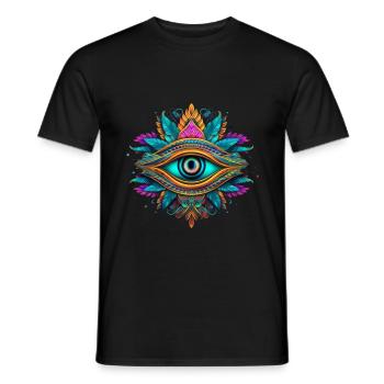 Design Element Eye Neon Tribal - T-shirt homme - noir - Devant - AI Model Male 178 light (178cm)