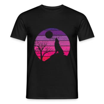 Howling Wolf Moon Logo Vintage - Men's T-Shirt - black - Front - AI Model Male 178 light (178cm)