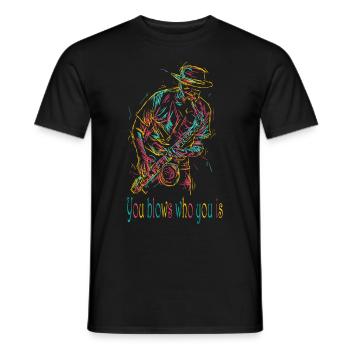 Instrument de musique Saxophone Saxophone Jazz MusiK - T-shirt homme - noir - Devant - AI Model Male 178 light (178cm)