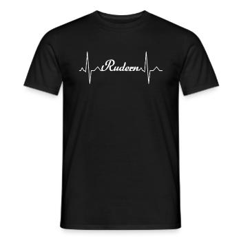 Rameur d’aviron Heartbeat Cadeau de bateau à rames - T-shirt homme - noir - Devant - AI Model Male 178 light (178cm)