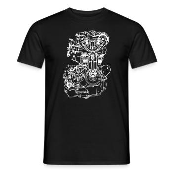 Motor Zeichnung KFZ Mechatroniker Auto Schrauber - Männer T-Shirt - Schwarz - Vorne - AI Model Male 178 light (178cm)