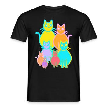 années 80 des années 90 chats chat famille enfants enfant - T-shirt homme - noir - Devant - AI Model Male 178 light (178cm)