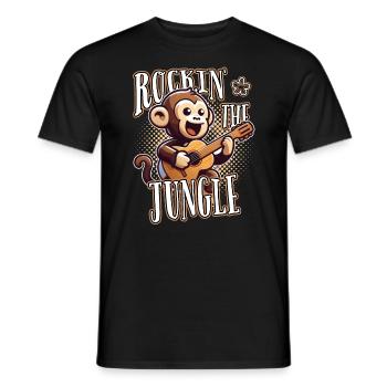 Rockin The Jungle Funny Monkey Plays Guitar - Men's T-Shirt - black - Front - AI Model Male 178 light (178cm)