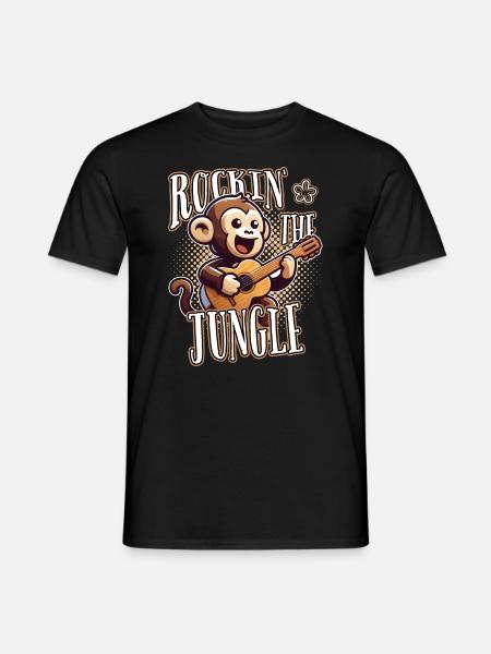 Rockin The Jungle Funny Monkey Plays Guitar - Men's T-Shirt - black