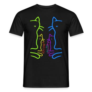 Rétro Katddzen Vintage des années 90 Famille de chats des années 80 - T-shirt homme - noir - Devant - AI Model Male 178 light (178cm)