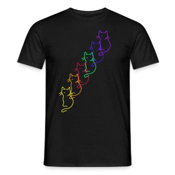 80er 90er Retro LGBT Regenbogen Katzen - Männer T-Shirt - Schwarz - Vorne - AI Model Male 178 light (178cm)