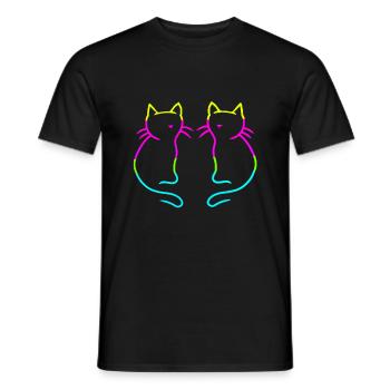 Années 80 Rétro Vintage Chats Arc-en-ciel - T-shirt homme - noir - Devant - AI Model Male 178 light (178cm)
