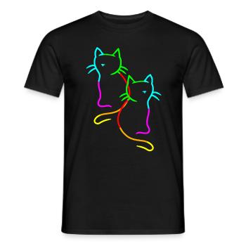 80er 90er Retro Vintage Regenbogen Katzen Katze - Männer T-Shirt - Schwarz - Vorne - AI Model Male 178 light (178cm)