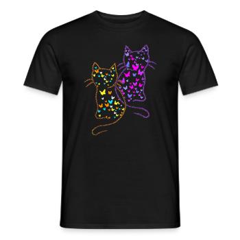 Années 80 Chats Chat Papillons Insectes - T-shirt homme - noir - Devant - AI Model Male 178 light (178cm)