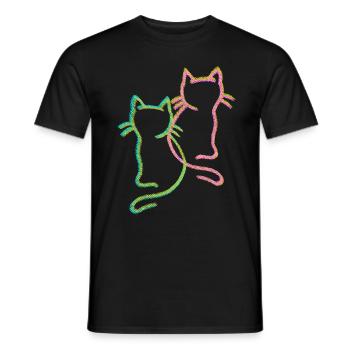 80er 90er Retro Vintage Katzen Katze Kätzchen - Männer T-Shirt - Schwarz - Vorne - AI Model Male 178 light (178cm)