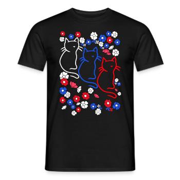 80er 90er Retro Katze Katzen Blumen Blume - Männer T-Shirt - Schwarz - Vorne - AI Model Male 178 light (178cm)