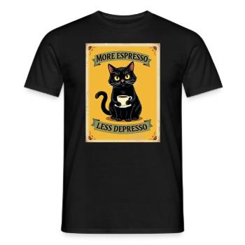 Cat More Espresso Less Depresso Cat Lover - Men's T-Shirt - black - Front - AI Model Male 178 light (178cm)