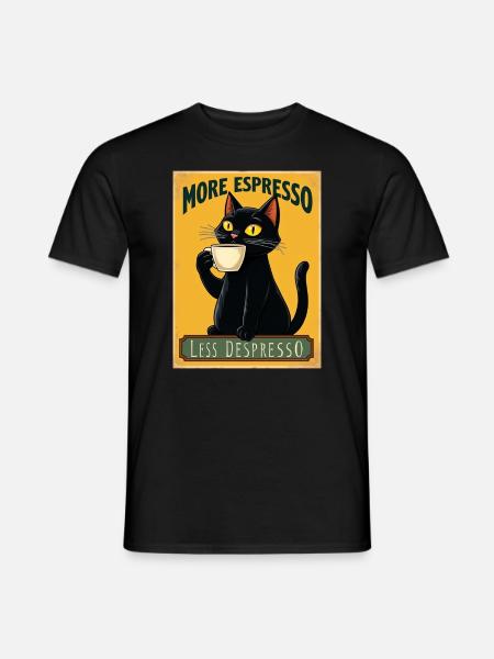Kaffeeliebhaber More Espresso Katzenliebhaber - Männer T-Shirt - Schwarz