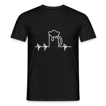 Bier Herzschlag Weiß - Männer T-Shirt - Schwarz - Vorne - AI Model Male 178 light (178cm)