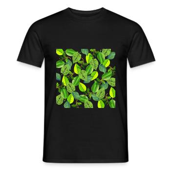 Collage de feuilles vertes - T-shirt homme - noir - Devant - AI Model Male 178 light (178cm)
