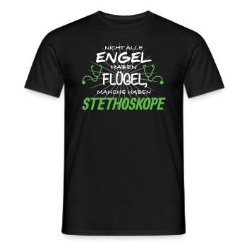 Engel Flügel Arzt Ärztin Stethoskop Medizin - Männer T-Shirt - Schwarz - Vorne - AI Model Male 178 light (178cm)
