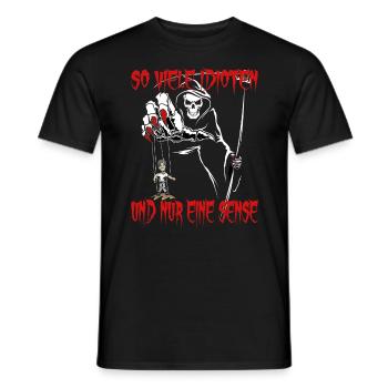 So viele Idioten und nur eine Sense - Männer T-Shirt - Schwarz - Vorne - AI Model Male 178 light (178cm)