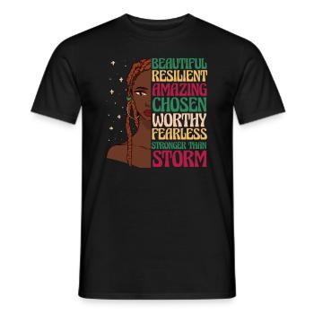 African American Afro Heritage Girl Quote - Men's T-Shirt - black - Front - AI Model Male 178 light (178cm)