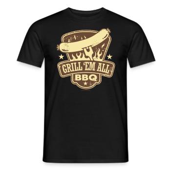 BBQ - Du grillst einfach alles - grill em all BBQ - Männer T-Shirt - Schwarz - Vorne - AI Model Male 178 light (178cm)