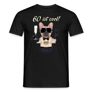 NEU Geburstags Mops 60 ist cool Geschenk - Männer T-Shirt - Schwarz - Vorne - AI Model Male 178 light (178cm)
