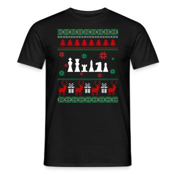 Ugly Christmas Sweater Schach Geschenk Weihnachten - Männer T-Shirt - Schwarz - Vorne - AI Model Male 178 light (178cm)