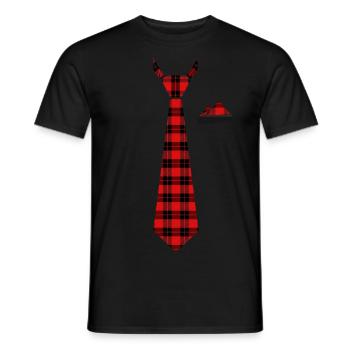 Tie cloth in checkered red lumberjack - Men's T-Shirt - black - Front - AI Model Male 178 light (178cm)
