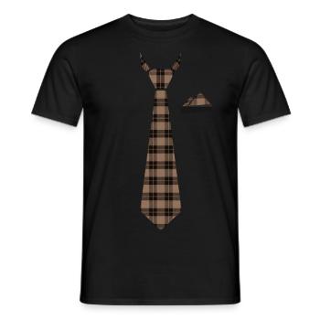 Krawatte Stecktuch in Karomuster braun Holzfäller - Männer T-Shirt - Schwarz - Vorne - AI Model Male 178 light (178cm)