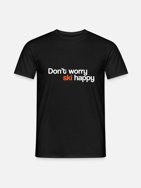 Maak je geen zorgen Happy Happy - Heren T-shirt - zwart