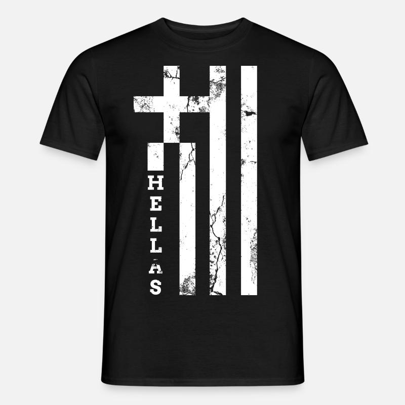 Grèce Drapeau Hellas Drapeau Blason - T-shirt homme - noir