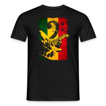 Bass Gitarre Reggae Flagge Bassschlüssel Geschenk - Männer T-Shirt - Schwarz - Vorne - AI Model Male 178 light (178cm)