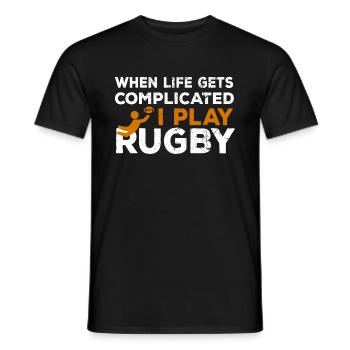 rugby - Men's T-Shirt - black - Front - AI Model Male 178 light (178cm)