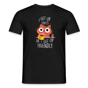 I get up early or I get up friendly - Männer T-Shirt - Schwarz - Vorne - AI Model Male 178 light (178cm)