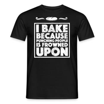 Chemise de cuisson drôle | Parce que frapper les gens, c'est - T-shirt homme - noir - Devant - AI Model Male 178 light (178cm)