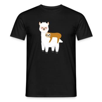 Alpaka mit Faultier - Männer T-Shirt - Schwarz - Vorne - AI Model Male 178 light (178cm)