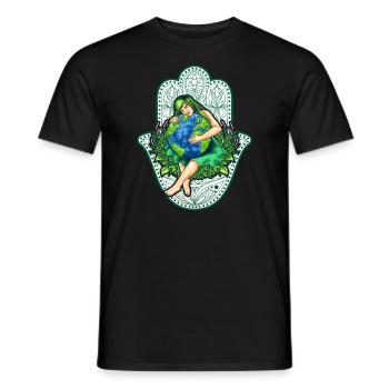 Mère Terre, Gaïa avec Mandala, Nature Idée cadeau - T-shirt homme - noir - Devant - AI Model Male 178 light (178cm)