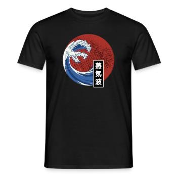 Vaporwave Big Wave Japan Japanisch Retro Kanagawa - Männer T-Shirt - Schwarz - Vorne - AI Model Male 178 light (178cm)