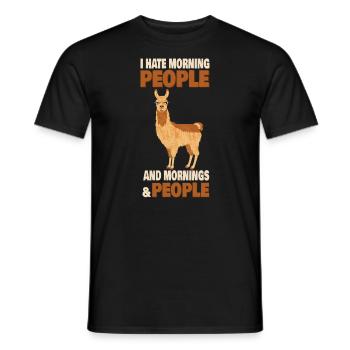Llama Alpaca Hate People Morning Peopl - Men's T-Shirt - black - Front - AI Model Male 178 light (178cm)
