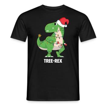 Cristmas Dino - Tree Rex - Männer T-Shirt - Schwarz - Vorne - AI Model Male 178 light (178cm)