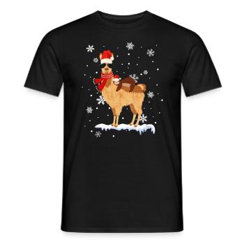 Cooles Alpaka Lama Weihnachten Deko Faultier Schne - Männer T-Shirt - Schwarz - Vorne - AI Model Male 178 light (178cm)