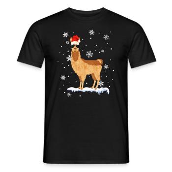 Cooles Alpaka Lama Weihnachten Deko Schneeflocken - Männer T-Shirt - Schwarz - Vorne - AI Model Male 178 light (178cm)