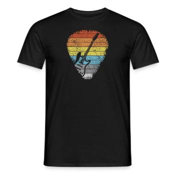 Guitare cadeau guitariste rétro plectre - T-shirt homme - noir - Devant - AI Model Male 178 light (178cm)