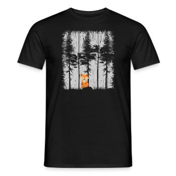 Fox in the Forest Retro Pattern Vintage Tree Forest Funny - Men's T-Shirt - black - Front - AI Model Male 178 light (178cm)